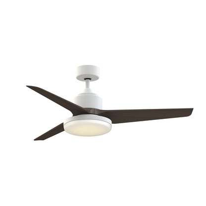 Fanimation TriAire Custom 52in 1-Light Ceiling Fan | Modern Matte White and Dark Walnut Composite | Indoor & Outdoor | Model FPD8514MWW-52DWAW-12LK