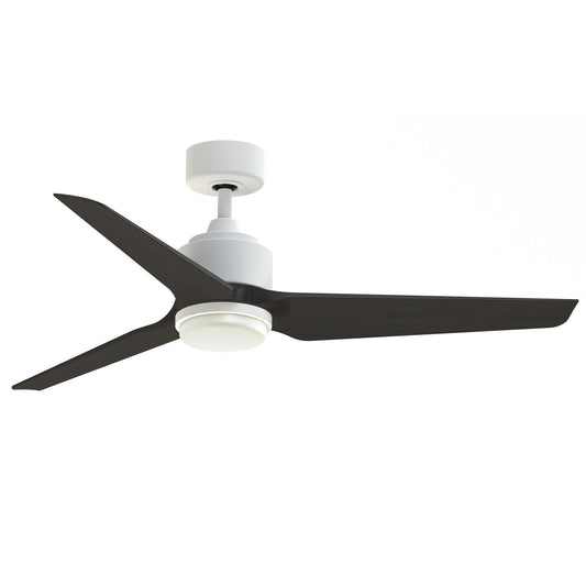 Fanimation TriAire Custom 52in 1-Light Smart Ceiling Fan | Modern Matte White and Dark Walnut Composite | Covered Patio | Model FPD8514MWW-52DWAW-LK