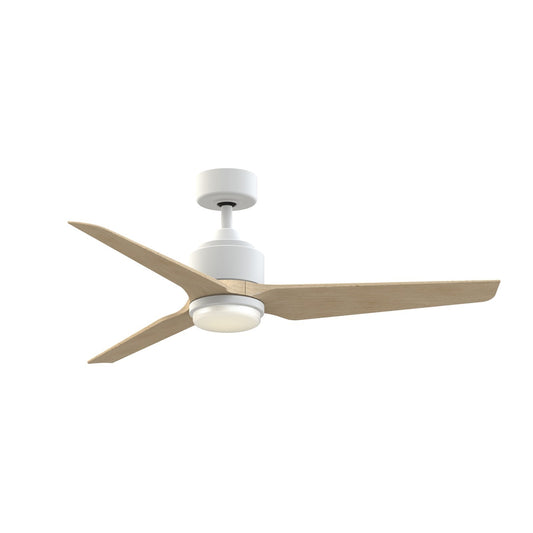 Fanimation TriAire Custom 52in 1-Light Ceiling Fan | Modern Matte White and Natural Blades with Opal Frosted Glass | Patio | Model FPD8514MWW-52NW-LK