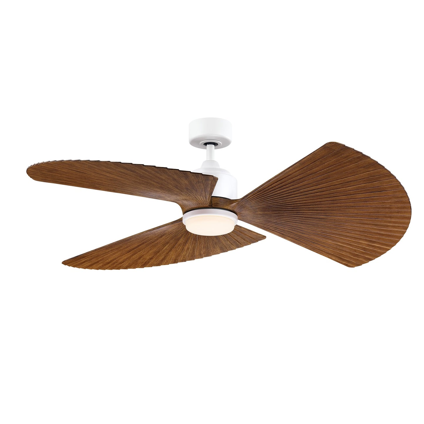 Fanimation TriAire Custom 52in 3-Blade Smart Ceiling Fan with LED Light Kit | Matte White and Koa Composite | Indoor | Model FPD8514MWW-52PKW-LK