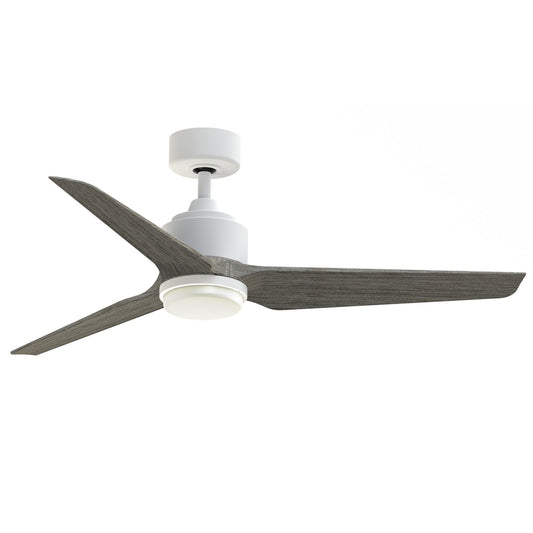 Fanimation TriAire Custom 52in 1-Light Ceiling Fan | Modern Matte White and Weathered Wood Composite Blades | Covered | Model FPD8514MWW-52WEW-LK