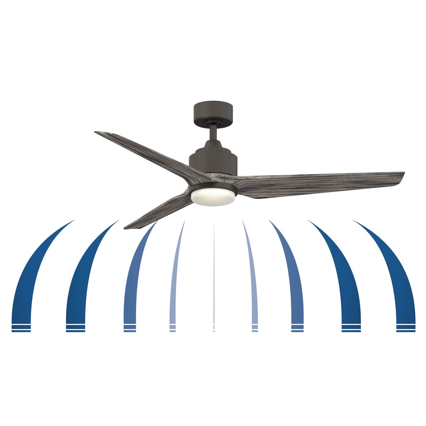 Fanimation TriAire Custom 56in 3-Blade Ceiling Fan with LED | Matte White and Dark Walnut Composite | Living Room | Model FPD8514MWW-56DWAW-LK