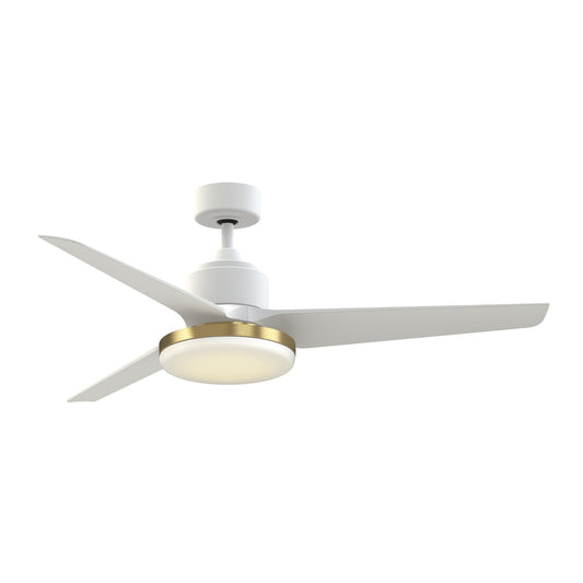 Fanimation TriAire Custom 56in 1-Light Smart Ceiling Fan | Matte White and Brushed Satin Brass Opal Frosted Glass | Model FPD8514MWW-56MWW-BS12LK