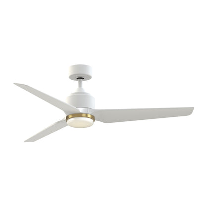 Fanimation TriAire Custom 56in 1-Light Smart Ceiling Fan | Matte White and Brushed Satin Brass Opal Frosted Glass | Model FPD8514MWW-56MWW-LKBS