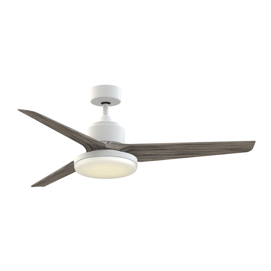 Fanimation TriAire Custom 56in 3-Blade Smart Ceiling Fan with 12in LED Light Kit | Matte White and Weathered Wood | Model FPD8514MWW-56WEW-12LK