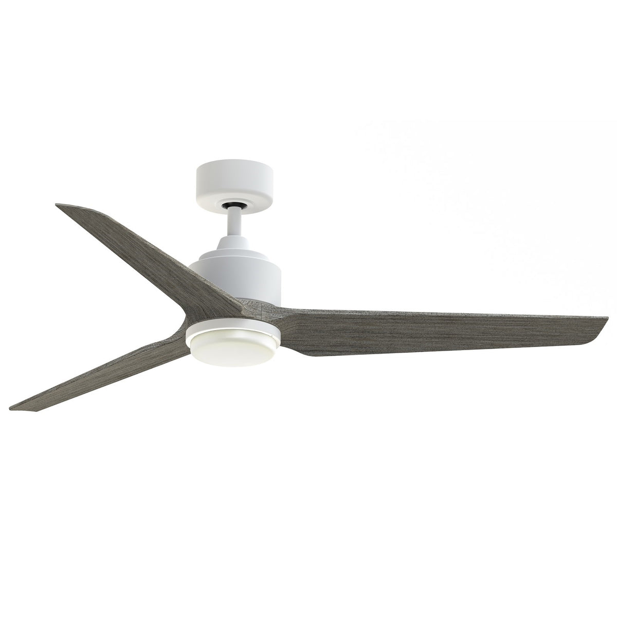 Fanimation TriAire Custom 56in 3-Blade Smart Ceiling Fan with LED Light Kit | Matte White and Weathered Wood Composite | Model FPD8514MWW-56WEW-LK