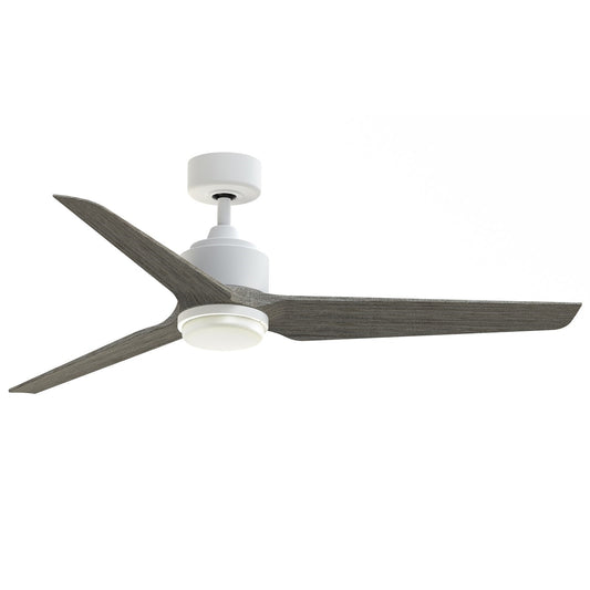 Fanimation TriAire Custom 56in 3-Blade Smart Ceiling Fan with LED Light Kit | Matte White and Weathered Wood Composite | Model FPD8514MWW-56WEW-LK