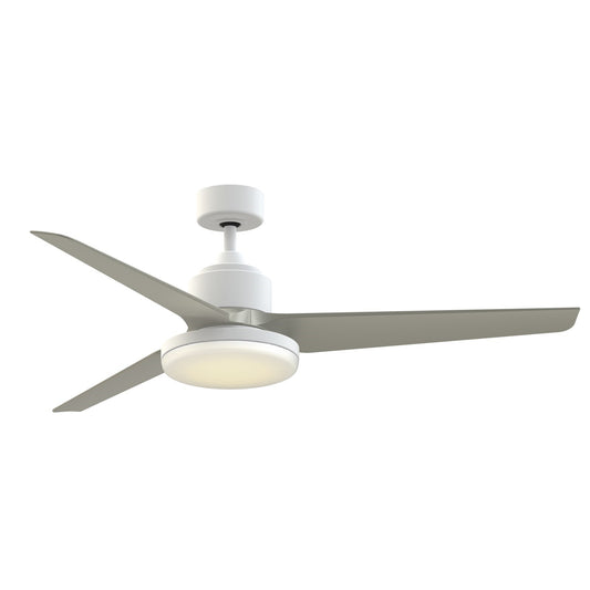 Fanimation TriAire Custom 60in 1-Light Smart Ceiling Fan | Modern Matte White and Brushed Nickel Composite Blades | Model FPD8514MWW-60BNW-12LK