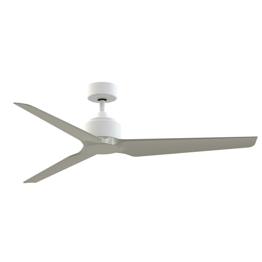 Fanimation TriAire Custom 60in 3-Blade Smart Ceiling Fan | Matte White and Brushed Nickel Composite | Indoor & Outdoor Wet | Model FPD8514MWW-60BNW