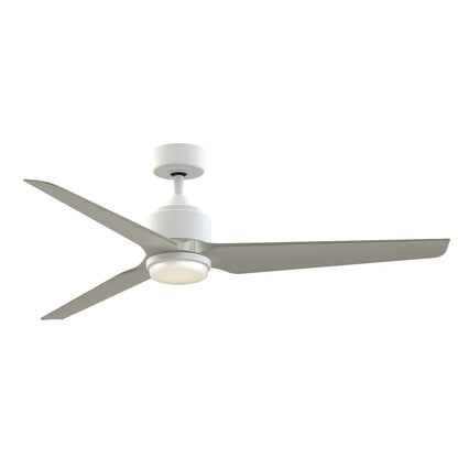 Fanimation TriAire Custom 60in 1-Light Smart Ceiling Fan | Modern Matte White and Brushed Nickel Composite Blades | Model FPD8514MWW-60BNW-LK
