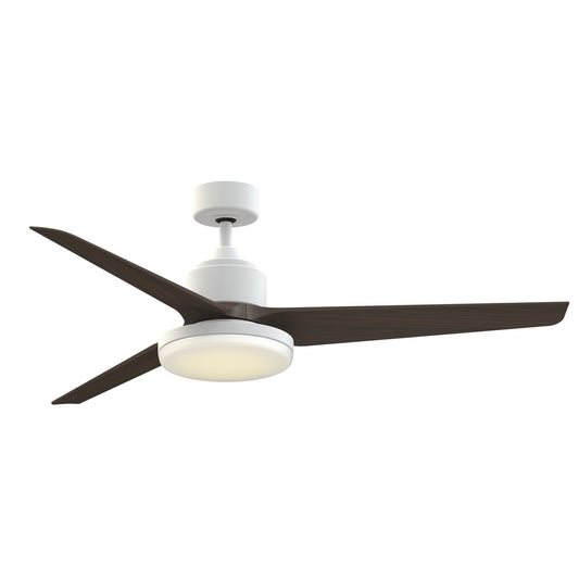 Fanimation TriAire Custom 60in 1-Light Smart Ceiling Fan | Modern Matte White and Dark Walnut Composite Blades | Model FPD8514MWW-60DWAW-12LK