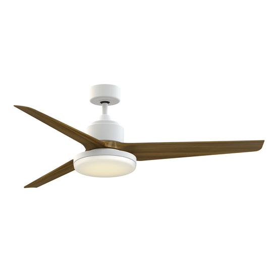 Fanimation TriAire Custom 60in 1-Light Ceiling Fan | Matte White and Koa Composite Blades | Indoor & Outdoor Wet Rated | Model FPD8514MWW-60KW-12LK