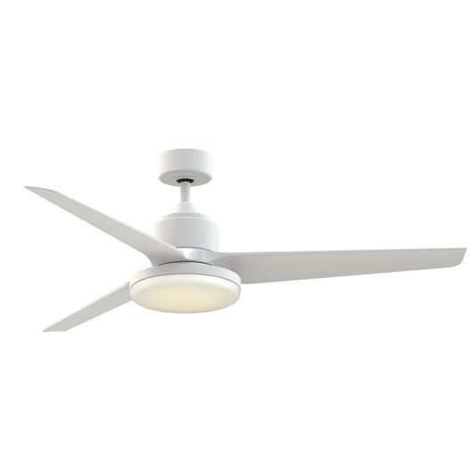 Fanimation TriAire Custom 60in 3-Blade Smart Ceiling Fan | Modern Matte White and Opal Frosted Glass | Covered Patio | Model FPD8514MWW-60MWW-12LK