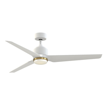Fanimation TriAire Custom 60in 1-Light Smart Ceiling Fan | Modern Matte White and Opal Frosted Glass | Covered Patio | Model FPD8514MWW-60MWW-LKBS