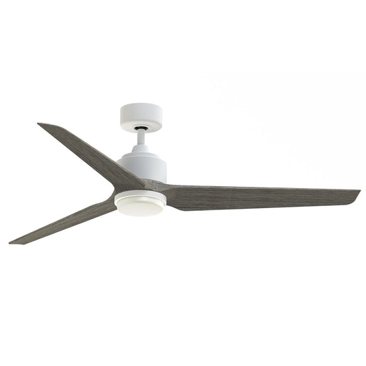 Fanimation TriAire Custom 60in 3-Blade Smart Ceiling Fan | Matte White and Weathered Wood Composite | Great Room | Model FPD8514MWW-60WEW-LK