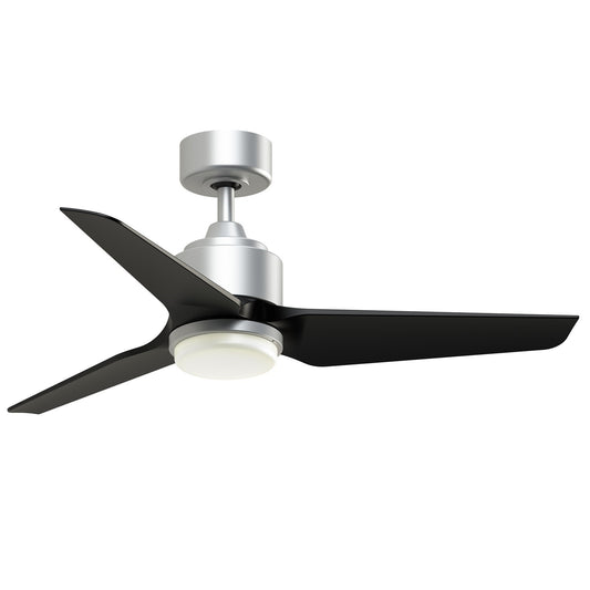 Fanimation TriAire Custom 44in 1-Light Smart Ceiling Fan | Silver and Black Composite Blades | Indoor & Outdoor Wet Rated | Model FPD8514SLW-44BLW-LK