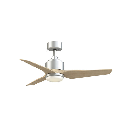 Fanimation TriAire Custom 44in 1-Light Smart Ceiling Fan | Silver and Natural Composite | Covered Patio & Living Room | Model FPD8514SLW-44NW-LK