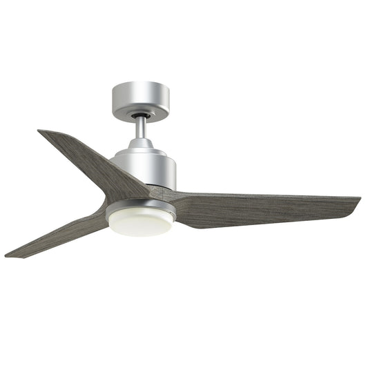 Fanimation TriAire Custom 44in 1-Light Smart Ceiling Fan | Silver and Weathered Wood Composite Blades | Indoor & Outdoor | Model FPD8514SLW-44WEW-LK