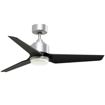 Fanimation TriAire Custom 48in 1-Light Smart Ceiling Fan | Silver and Black Composite Blades | Indoor & Outdoor Wet Rated | Model FPD8514SLW-48BLW-LK