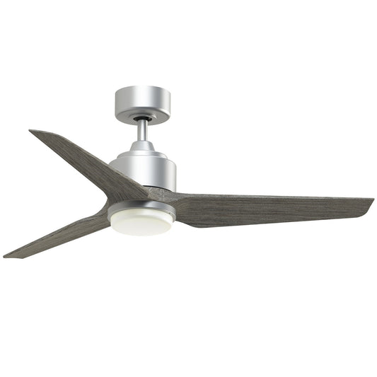 Fanimation TriAire Custom 48in 1-Light Ceiling Fan | Silver and Weathered Wood with Opal Frosted Glass | Covered Patio | Model FPD8514SLW-48WEW-LK