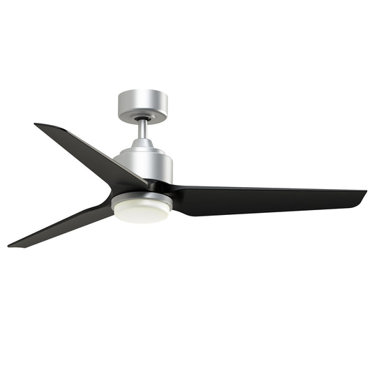 Fanimation TriAire Custom 52in 1-Light Ceiling Fan | Silver and Black Composite Blades | Indoor & Outdoor Wet Rated | Model FPD8514SLW-52BLW-LK