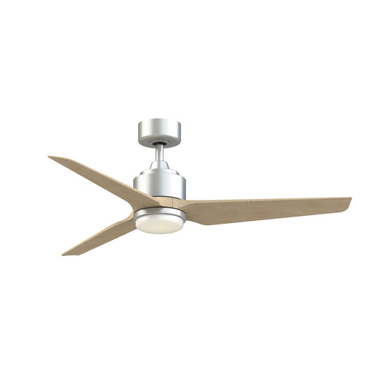 Fanimation TriAire Custom 52in 1-Light Smart Ceiling Fan | Silver and Natural Composite Blades | Indoor & Outdoor Wet | Model FPD8514SLW-52NW-LK