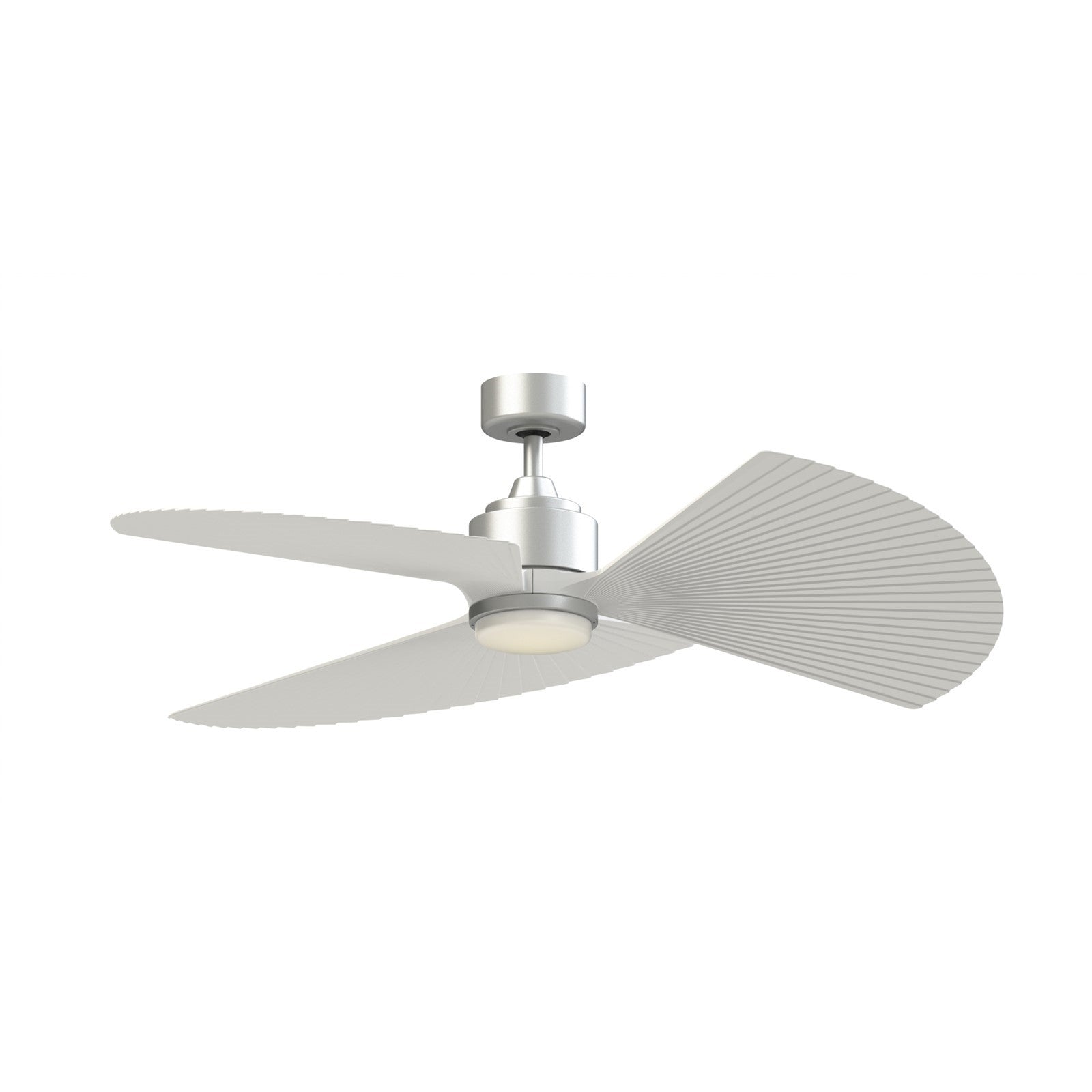 Fanimation TriAire Custom 52in 1-Light Ceiling Fan | Silver and Matte White Pleated Composite Blades | Wet Rated Indoor | Model FPD8514SLW-52PMWW-LK