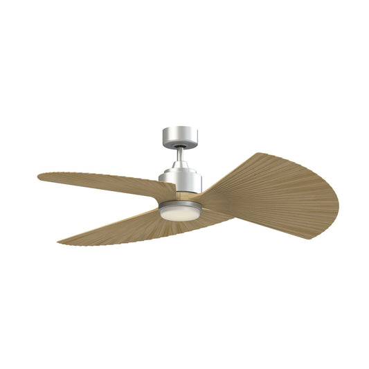 Fanimation TriAire Custom 52in 3-Blade Smart Ceiling Fan with LED Light | Silver and Natural Composite | Indoor & Outdoor | Model FPD8514SLW-52PNW-LK