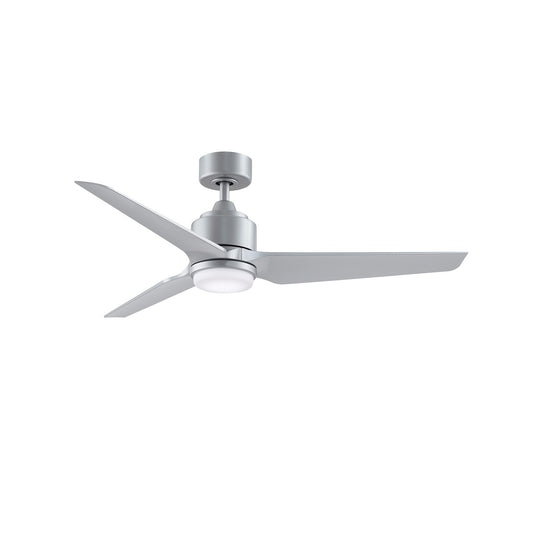 Fanimation TriAire Custom 52in 3-Blade Smart Ceiling Fan with LED Light | Silver and Silver Composite | Indoor & Outdoor | Model FPD8514SLW-52SLW-LK