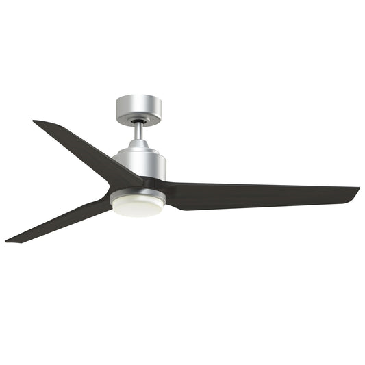 Fanimation TriAire Custom 56in 3-Blade Ceiling Fan with LED Light | Silver and Dark Walnut Composite | Wet Rated Indoor | Model FPD8514SLW-56DWAW-LK