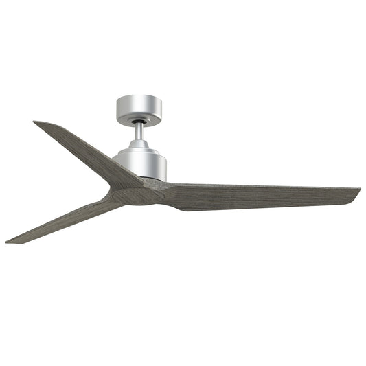 Fanimation TriAire Custom 56in 3-Blade Smart Ceiling Fan | Silver and Weathered Wood Composite | Indoor & Outdoor Wet Rated | Model FPD8514SLW-56WEW