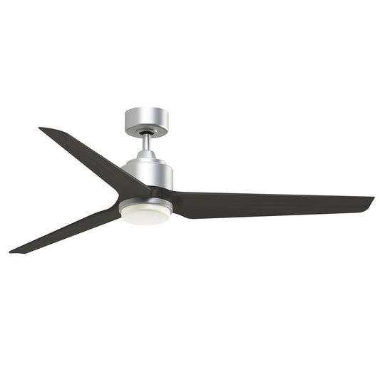 Fanimation TriAire Custom 60in 3-Blade Wet Rated Smart Ceiling Fan with LED Light | Silver and Dark Walnut Composite | Model FPD8514SLW-60DWAW-LK