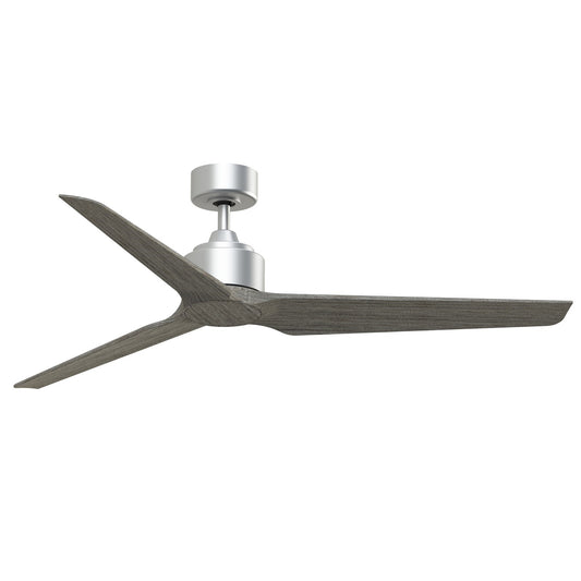 Fanimation TriAire Custom 60in 3-Blade Smart Ceiling Fan | Silver and Weathered Wood Composite | Indoor & Outdoor Wet Rated | Model FPD8514SLW-60WEW