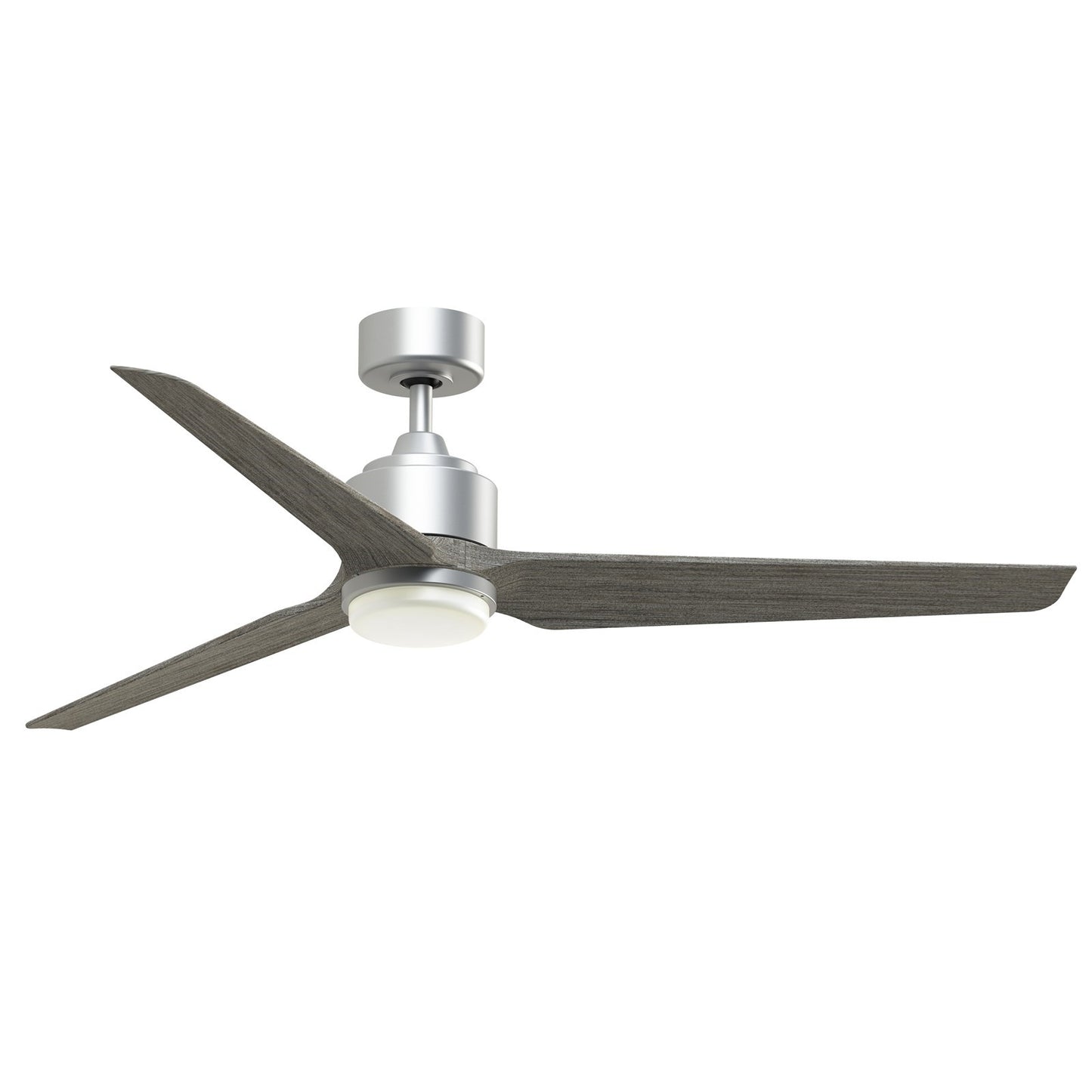 Fanimation TriAire Custom 60in 3-Blade Smart Ceiling Fan with LED Light | Silver and Weathered Wood Composite | Indoor | Model FPD8514SLW-60WEW-LK
