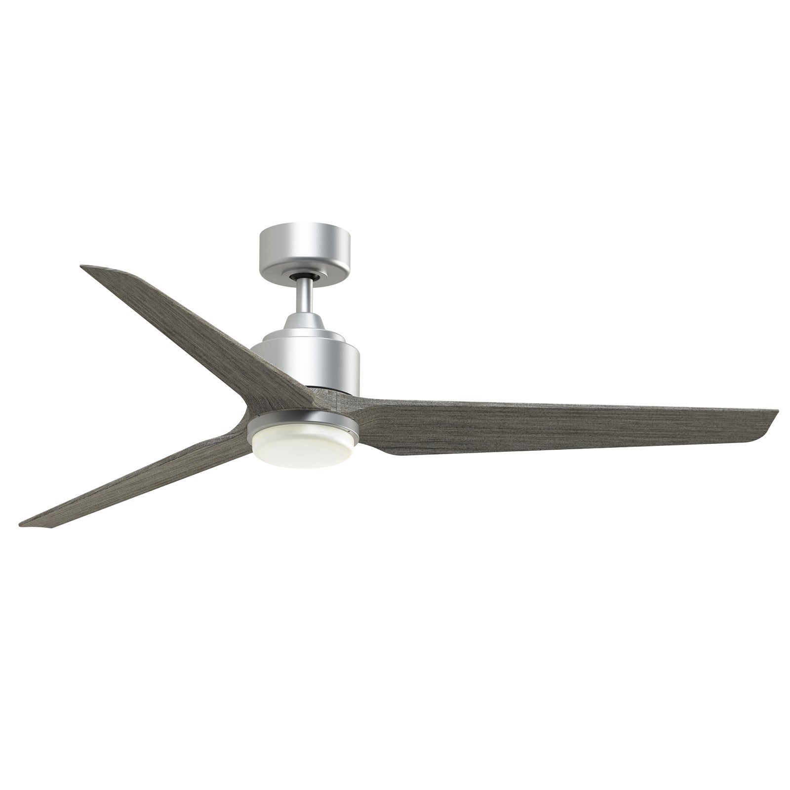 Fanimation TriAire Custom 60in 3-Blade Smart Ceiling Fan with LED Light | Silver and Weathered Wood Composite | Indoor | Model FPD8514SLW-60WEW-LK