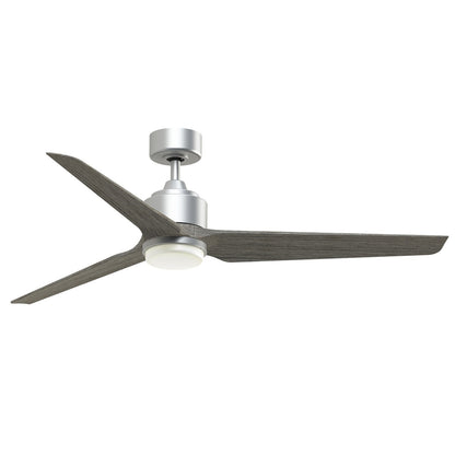 Fanimation TriAire Custom 60in 3-Blade Smart Ceiling Fan with LED Light | Silver and Weathered Wood Composite | Indoor | Model FPD8514SLW-60WEW-LK