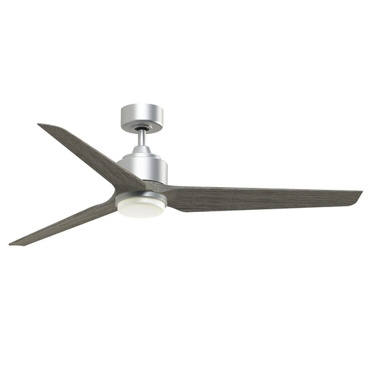 Fanimation TriAire Custom 60in 3-Blade Smart Ceiling Fan with LED Light | Silver and Weathered Wood Composite | Indoor | Model FPD8514SLW-60WEW-LK