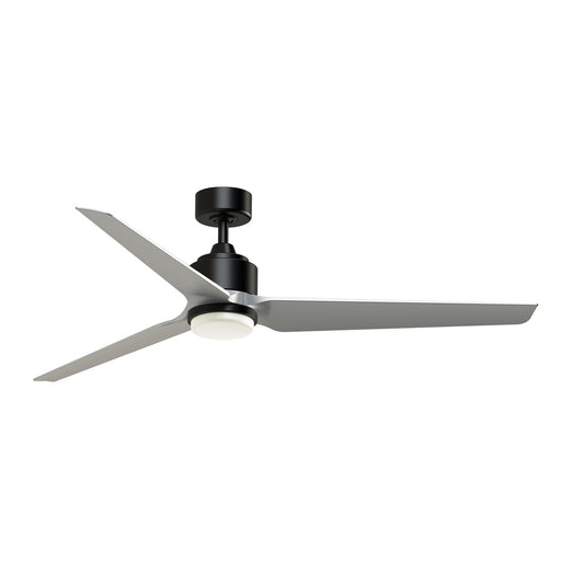 Fanimation TriAire Custom 64in 1-Light Ceiling Fan | Modern Black with Silver Blades and Opal Frosted Glass | Indoor | Model FPD8515BLW-64SLW-LK