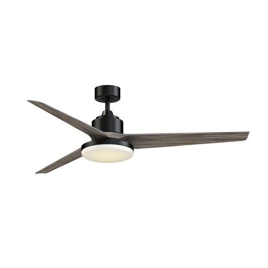 Fanimation TriAire Custom 64in 3-Blade Smart Ceiling Fan with 12in LED Light | Black and Weathered Wood Composite | Model FPD8515BLW-64WEW-12LK