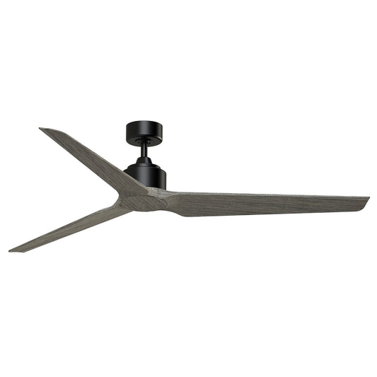 Fanimation TriAire Custom 64in 3-Blade Smart Ceiling Fan | Black and Weathered Wood Composite | Covered Patio & Large Rooms | Model FPD8515BLW-64WEW