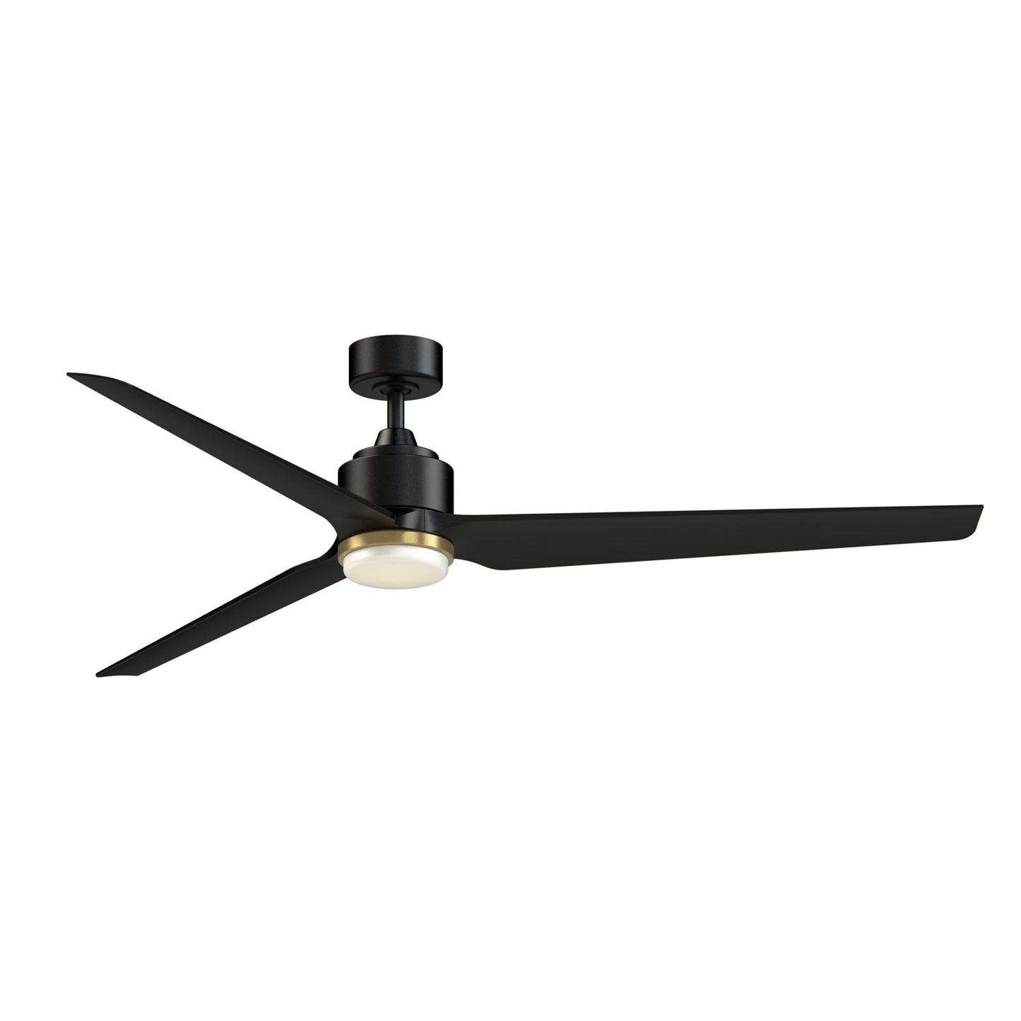 Fanimation TriAire Custom 72in 1-Light Ceiling Fan | Black Composite and Brushed Satin Brass Accents | Covered Patio | Model FPD8515BLW-72BLW-LKBS