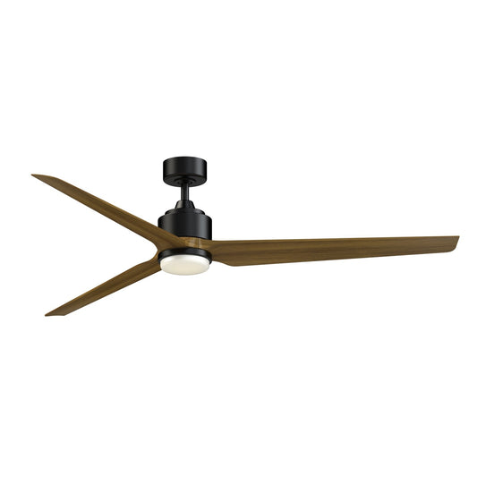 Fanimation TriAire Custom 72in 1-Light Ceiling Fan | Modern Black and Koa Composite Blades | Indoor & Covered Patio | Model FPD8515BLW-72KW-LK