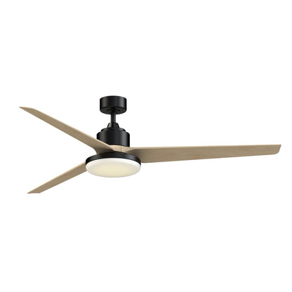Fanimation TriAire Custom 72in 1-Light Ceiling Fan | Modern Black and Natural Composite Blades | Indoor & Covered Patio | Model FPD8515BLW-72NW-12LK