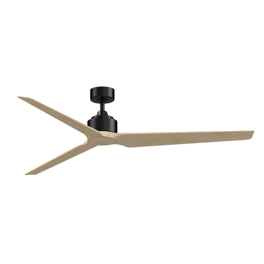 Fanimation TriAire Custom 72in Ceiling Fan | Modern Black and Natural Composite Blades | Indoor & Covered Patio | Model FPD8515BLW-72NW