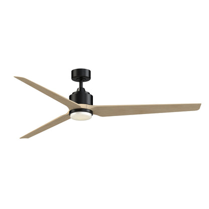 Fanimation TriAire Custom 72in 1-Light Ceiling Fan | Modern Black and Natural Composite Blades | Living Room & Covered | Model FPD8515BLW-72NW-LK