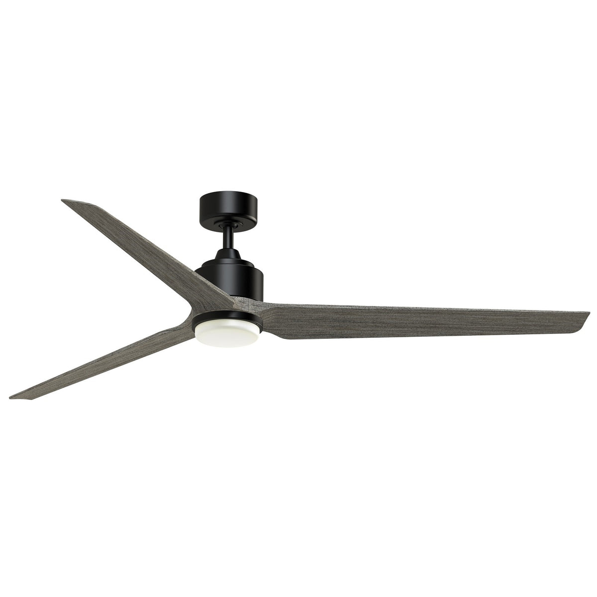 Fanimation TriAire Custom 72in 3-Blade Smart Ceiling Fan with LED Light Kit | Modern Black and Weathered Wood Composite | Model FPD8515BLW-72WEW-LK
