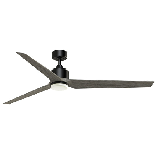 Fanimation TriAire Custom 72in 3-Blade Smart Ceiling Fan with LED Light Kit | Modern Black and Weathered Wood Composite | Model FPD8515BLW-72WEW-LK