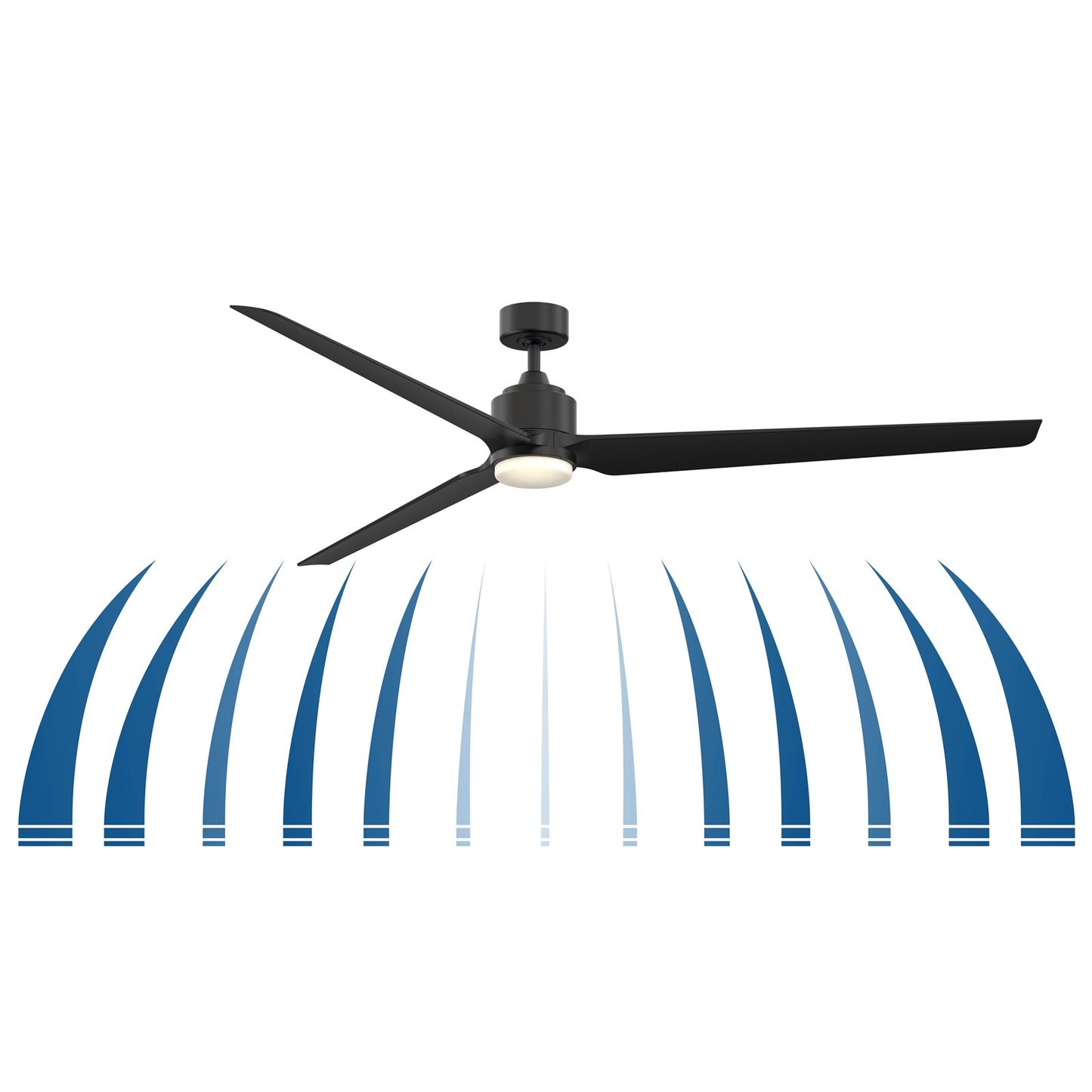 Fanimation TriAire Custom 84in 1-Light Smart Ceiling Fan | Modern Black and Opal Frosted Glass | Covered Patio & Large | Model FPD8515BLW-84BLW-LK