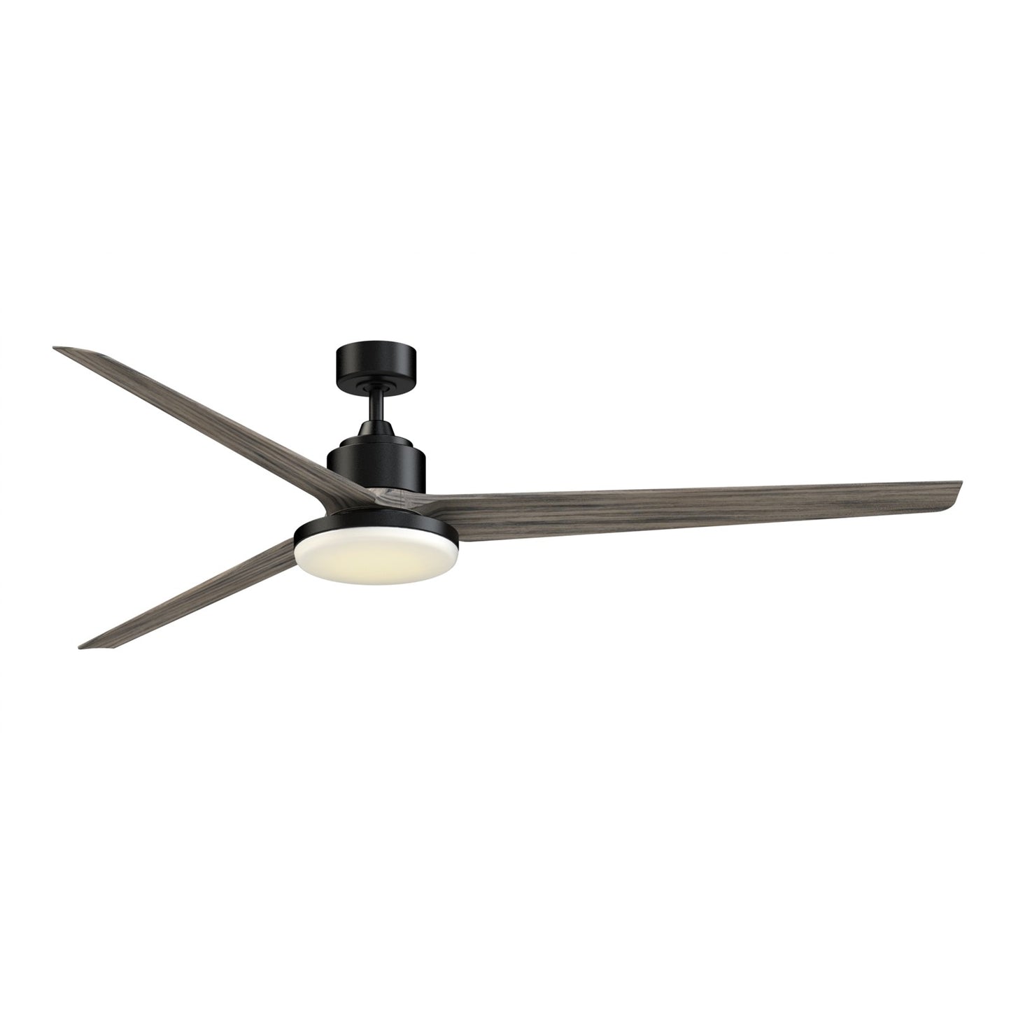 Fanimation TriAire Custom 84in 1-Light Smart Ceiling Fan | Modern Black and Weathered Wood Blades | Covered Patio | Model FPD8515BLW-84WEW-12LK