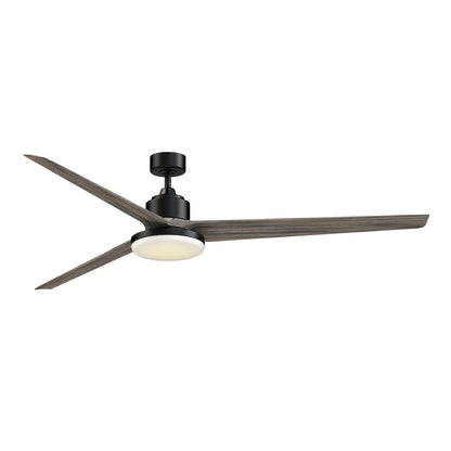 Fanimation TriAire Custom 84in 1-Light Smart Ceiling Fan | Modern Black and Weathered Wood Blades | Covered Patio | Model FPD8515BLW-84WEW-12LK